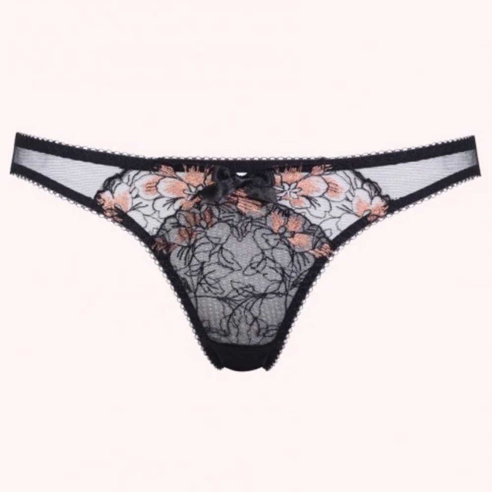 Agent Provocateur Laleh Black & Bronze Net Floral Lace Brief 4/8-10 View 4